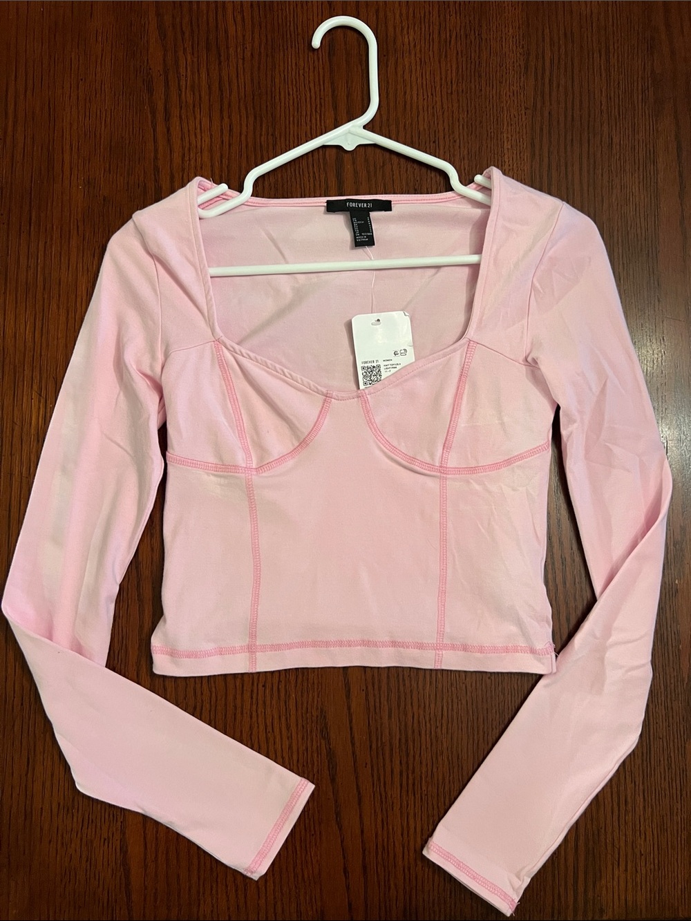 Light Pink Long-Sleeve Crop Top